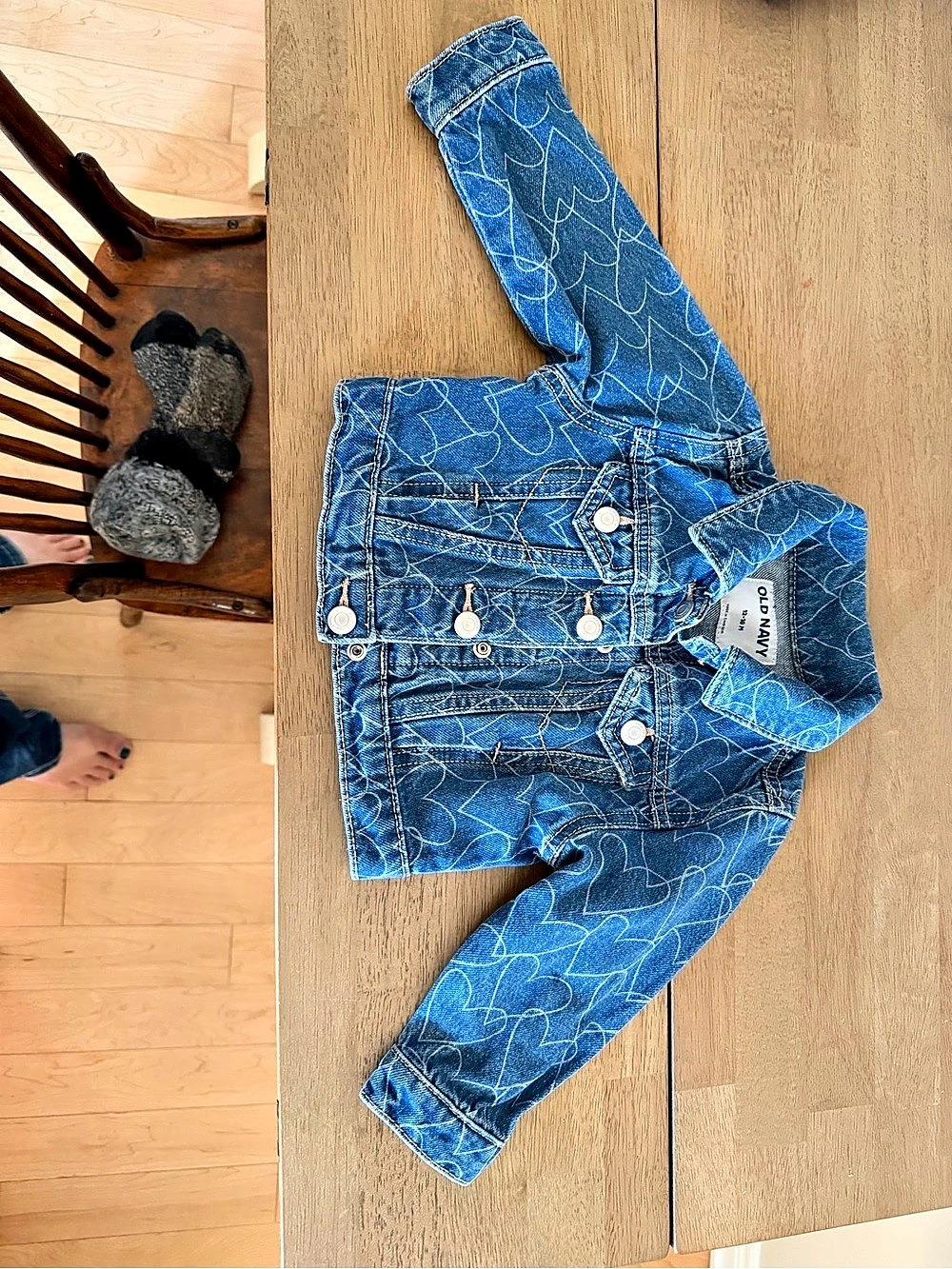 Old Navy Baby 12-18M Blue Heart Print Denim Jacket
